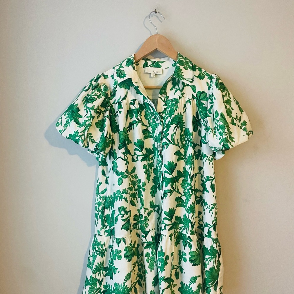 Pinch Anthropologie Mini Dress Green and White